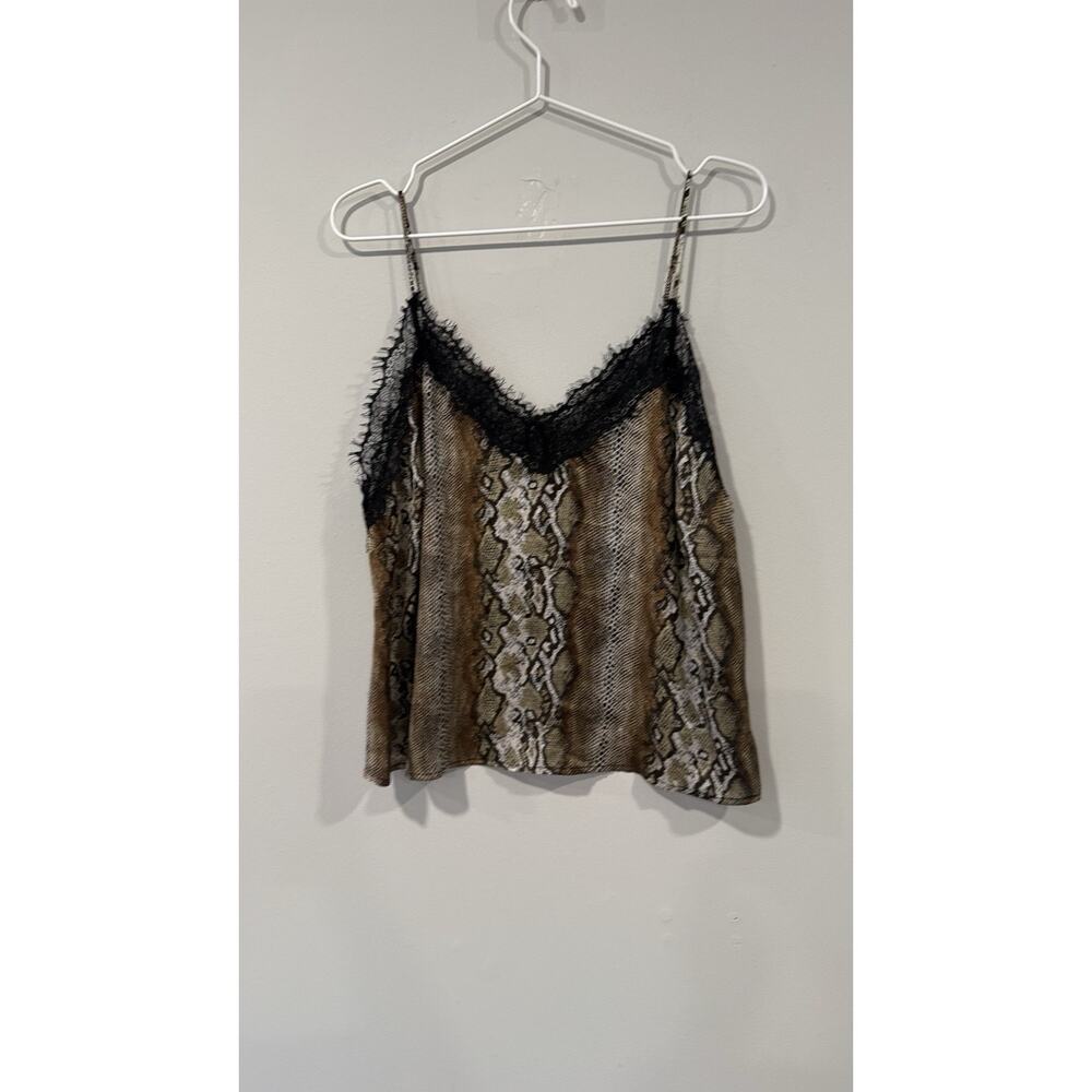 Revolve Leith Camisole Cami Top Animal Print Lace Spaguetti Strap Size L